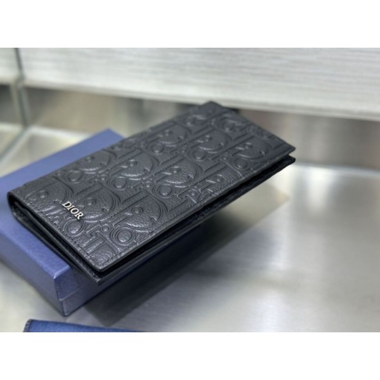 Replica Portafoglio Dior Vertical Bifold Dior Oblique Galaxy nero Imitazione Outlet Online