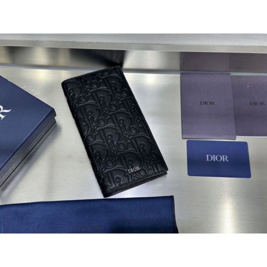 Replica Portafoglio Dior Vertical Bifold Dior Oblique Galaxy nero Imitazione Outlet Online