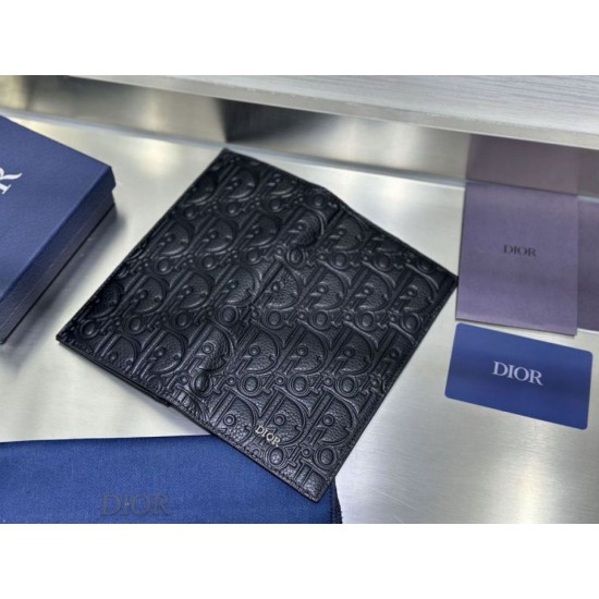 Replica Portafoglio Dior Vertical Bifold Dior Oblique Galaxy nero Imitazione Outlet Online