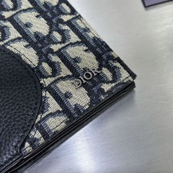 Replica Portafoglio lungo verticale Dior Saddle Dior Oblique jacquard nero Imitazione Outlet Online