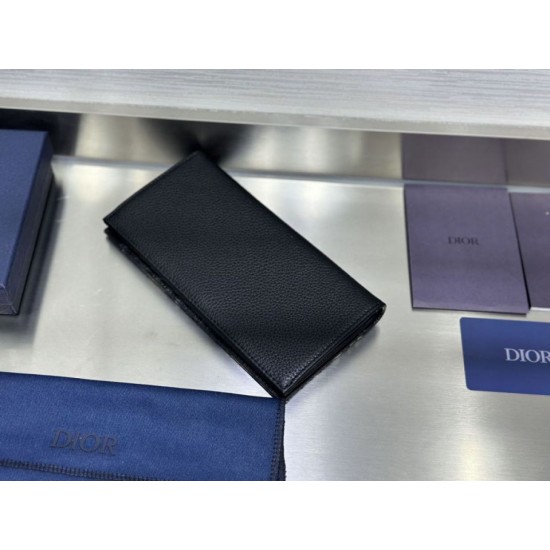 Replica Portafoglio lungo verticale Dior Saddle Dior Oblique jacquard nero Imitazione Outlet Online