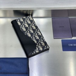 Replica Portafoglio lungo verticale Dior Saddle Dior Oblique jacquard nero Imitazione Outlet Online