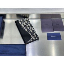 Replica Portafoglio lungo verticale Dior Saddle Dior Oblique jacquard nero Imitazione Outlet Online