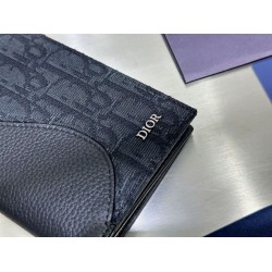 Replica Portafoglio verticale lungo da uomo Dior Saddle jacquard obliquo nero Imitazione Outlet Online
