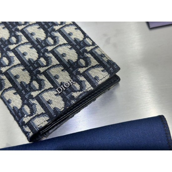 Replica Portafoglio verticale lungo Dior in jacquard obliquo beige/nero Imitazione Outlet Online