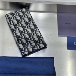 Replica Portafoglio verticale lungo Dior in jacquard obliquo beige/nero Imitazione Outlet Online