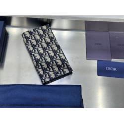 Replica Portafoglio verticale lungo Dior in jacquard obliquo beige/nero Imitazione Outlet Online