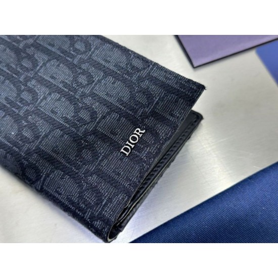 Replica Portafoglio Dior lungo a due ante Dior Oblique Jacquard nero Imitazione Outlet Online