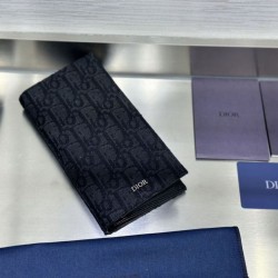 Replica Portafoglio Dior lungo a due ante Dior Oblique Jacquard nero Imitazione Outlet Online