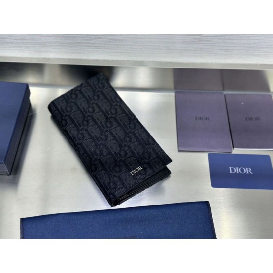 Replica Portafoglio Dior lungo a due ante Dior Oblique Jacquard nero Imitazione Outlet Online