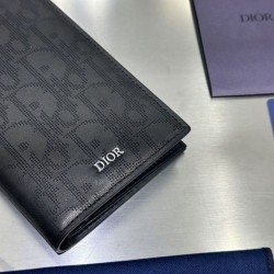 Replica Portafoglio lungo Dior a due ante Dior Oblique Galaxy nero Imitazione Outlet Online