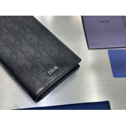 Replica Portafoglio lungo Dior a due ante Dior Oblique Galaxy nero Imitazione Outlet Online