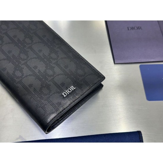 Replica Portafoglio lungo Dior a due ante Dior Oblique Galaxy nero Imitazione Outlet Online