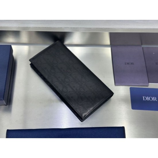 Replica Portafoglio lungo Dior a due ante Dior Oblique Galaxy nero Imitazione Outlet Online