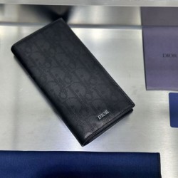 Replica Portafoglio lungo Dior a due ante Dior Oblique Galaxy nero Imitazione Outlet Online