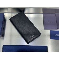 Replica Portafoglio lungo Dior a due ante Dior Oblique Galaxy nero Imitazione Outlet Online