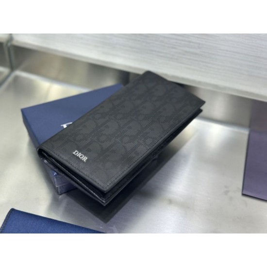 Replica Portafoglio lungo Dior a due ante Dior Oblique Galaxy nero Imitazione Outlet Online