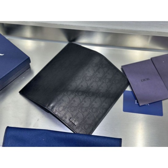 Replica Portafoglio lungo Dior a due ante Dior Oblique Galaxy nero Imitazione Outlet Online