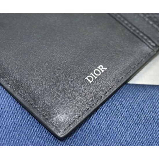Replica Portafoglio lungo verticale da uomo Dior con motivo a diamante CD Imitazione Outlet Online