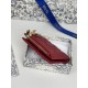 Replica Portacarte Lady Dior con patta e liconica impuntura Cannage Rossa Imitazione Outlet Online