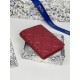 Replica Portacarte Lady Dior con patta e liconica impuntura Cannage Rossa Imitazione Outlet Online
