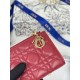 Replica Portacarte Lady Dior con patta e liconica impuntura Cannage Rossa Imitazione Outlet Online