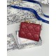 Replica Portacarte Lady Dior con patta e liconica impuntura Cannage Rossa Imitazione Outlet Online