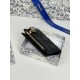 Replica Portacarte Lady Dior con patta e liconica impuntura Cannage Nero Imitazione Outlet Online