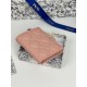 Replica Portafoglio Dior Caro Dahlia in morbida pelle di vitello cannage Rosa Imitazione Outlet Online