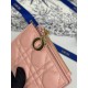 Replica Portafoglio Dior Caro Dahlia in morbida pelle di vitello cannage Rosa Imitazione Outlet Online