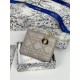 Replica Portacarte Lady Dior con patta e liconica impuntura Cannage Grigio Imitazione Outlet Online