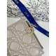 Replica Portacarte Lady Dior con patta e liconica impuntura Cannage Grigio Imitazione Outlet Online