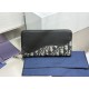 Replica Portafoglio lungo con cerniera Dior Saddle jacquard Oblique Dior beige/nero Imitazione Outlet Online