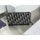 Replica Portafoglio lungo con cerniera Dior Saddle jacquard Oblique Dior beige/nero Imitazione Outlet Online
