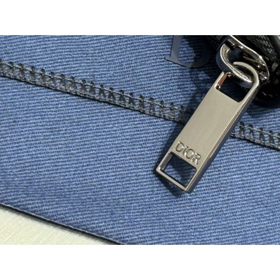 Replica Portafoglio lungo con cerniera Dior Saddle jacquard Oblique Dior beige/nero Imitazione Outlet Online