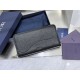 Replica Portafoglio lungo Dior Saddle con cerniera pelle di vitello martellata nera Imitazione Outlet Online