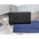 Replica Portafoglio lungo con cerniera Dior jacquard obliquo nero Imitazione Outlet Online