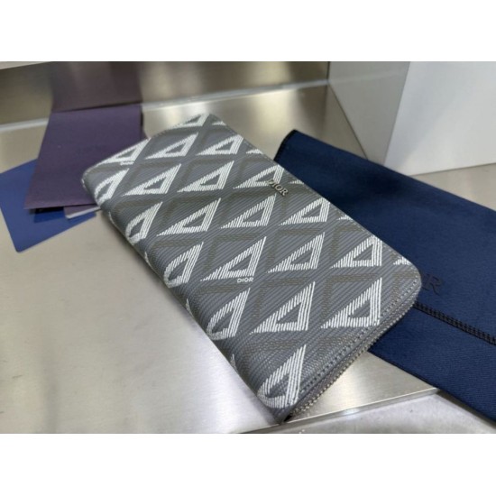 Portafoglio lungo con cerniera Dior in tela rivestita di diamanti grigio False Fatte Bene Dupe Replica Portafoglio lungo con cerniera Dior in tela rivestita di diamanti grigio Imitazione Outlet Online
