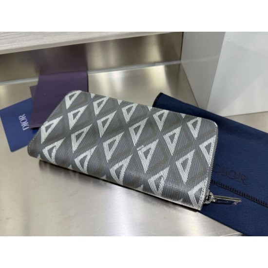 Portafoglio lungo con cerniera Dior in tela rivestita di diamanti grigio False Fatte Bene Dupe Replica Portafoglio lungo con cerniera Dior in tela rivestita di diamanti grigio Imitazione Outlet Online