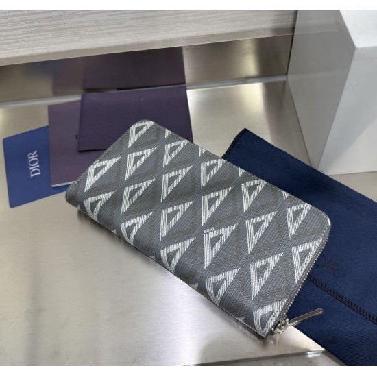Portafoglio lungo con cerniera Dior in tela rivestita di diamanti grigio False Fatte Bene Dupe Replica Portafoglio lungo con cerniera Dior in tela rivestita di diamanti grigio Imitazione Outlet Online