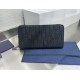Replica Portafoglio lungo con cerniera Dior jacquard obliquo nero Imitazione Outlet Online