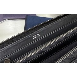 Replica Portafoglio lungo con cerniera Dior jacquard obliquo nero Imitazione Outlet Online