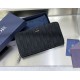 Replica Portafoglio lungo con cerniera Dior jacquard obliquo nero Imitazione Outlet Online