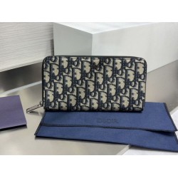 Replica Portafoglio lungo con cerniera Dior jacquard obliquo beige/nero Imitazione Outlet Online