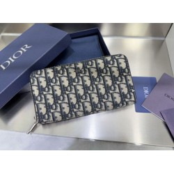 Replica Portafoglio lungo con cerniera Dior jacquard obliquo beige/nero Imitazione Outlet Online