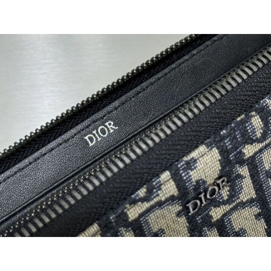 Replica Portafoglio lungo con cerniera Dior jacquard obliquo beige/nero Imitazione Outlet Online