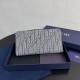 Replica Portafoglio lungo con zip Dior Saddle tela jacquard Oblique grigia Imitazione Outlet Online