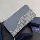Replica Portafoglio lungo con zip Dior Saddle tela jacquard Oblique grigia Imitazione Outlet Online