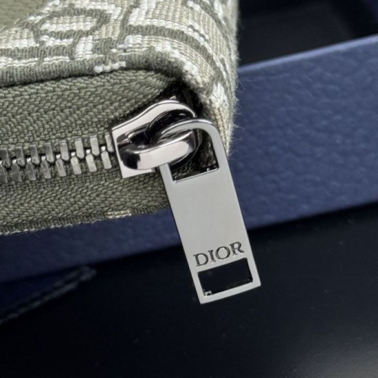 Replica Portafoglio lungo con zip Dior Saddle tela jacquard Oblique Imitazione Outlet Online