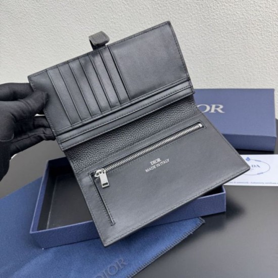 Replica Portafoglio lungo Dior Normandie Bifold nero Imitazione Outlet Online
